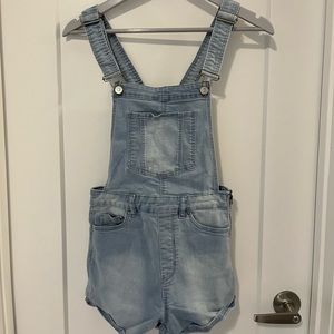 H&M light blue shirt overalls